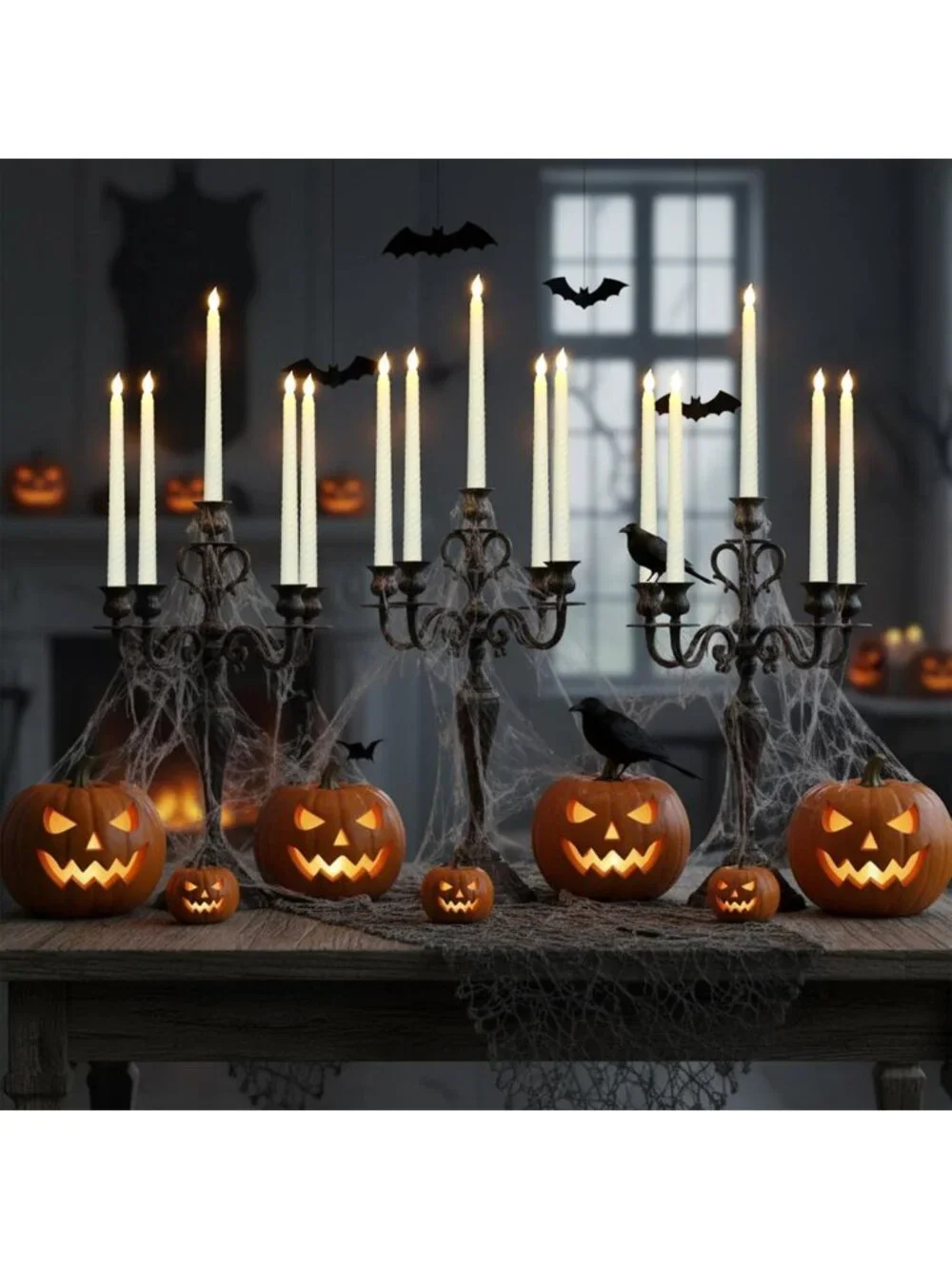 50 Pack Pastel Flameless Taper Candles 10.6